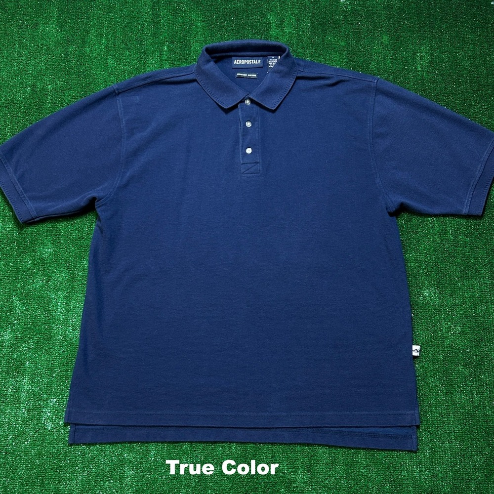 Aeropostale Mens XL Polo Shirt Navy Blue Moisture‎ Wicking Golf Casual Pique